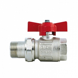 Кран шаровой американка прямой 3/4" В/Н бабочка крас никель IDEAL ITAP 098