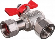 Кран шаровой с накидной гайкой угловой 1/2" х 1/2" В/В бабочка крас никель TIM BV212-C02N